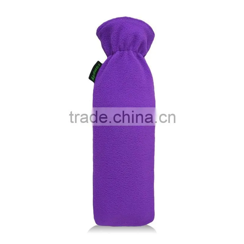 Hot purple fleece covered PVC warm water bottle slender size