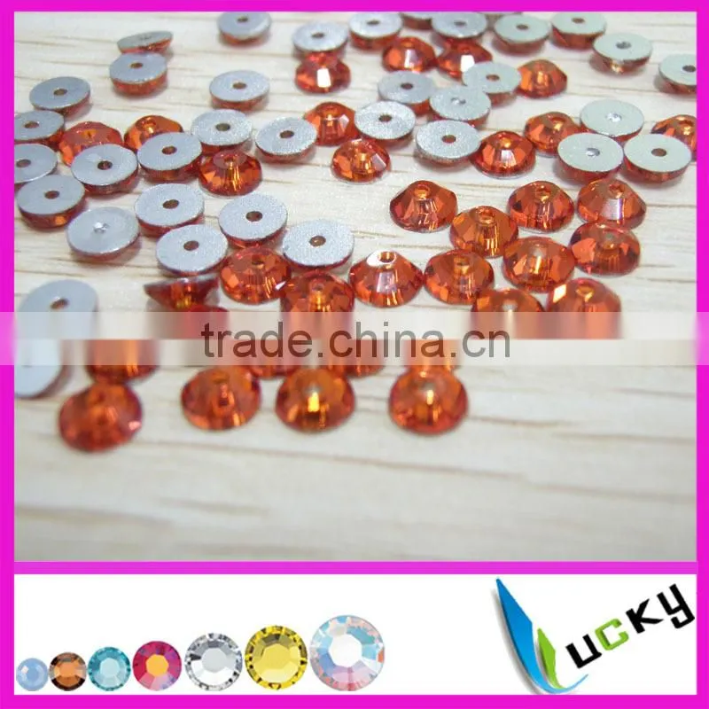 Hot sale high quality 5mm 1440pcs Orange colour sew on middle hole rhinestone crystal hot sell very shine
