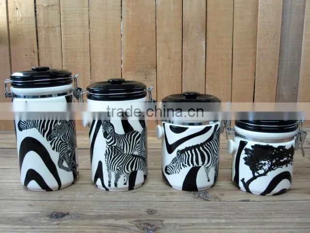 Modern Zebra Decal Ceramic Vase for Decoration