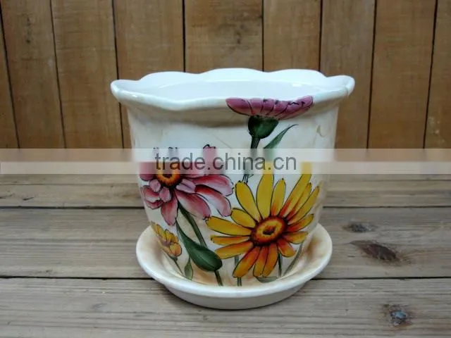 Wholesale handpaint daisy ceramic tea coffee pot