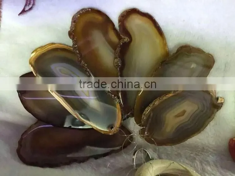 Natural Agate Slices Windbell for Decor Gemstones Wind Chimes
