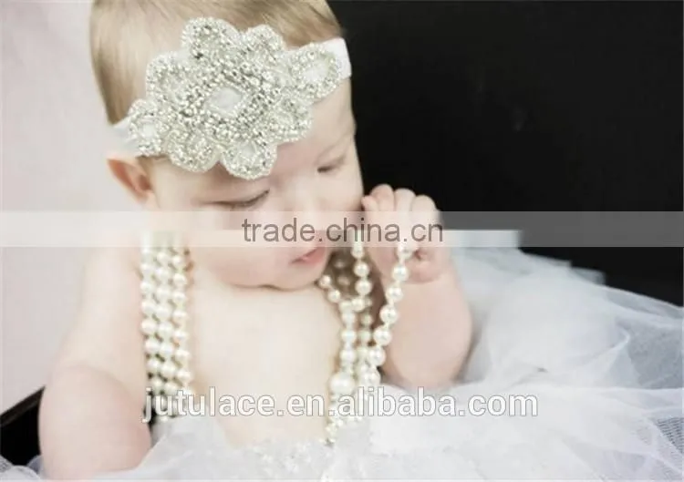22Colors of fancy metal rhinestone flower headbands -stretch elastic crystal jewel hairbands