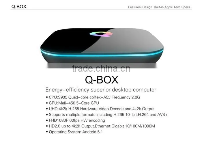 Amlogic S905 Android Q Box 2GB/16GB Dual Band WIFI Ethernet1000M Support 4K2K Android 5.1 Q Box OEM Service