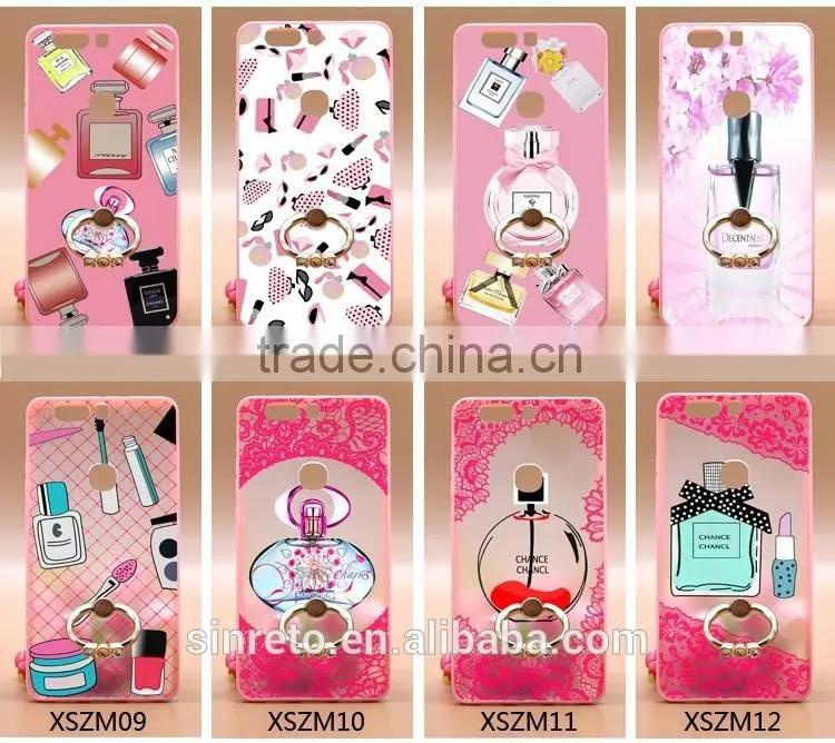 Perfume TPU+PC 2-in-1 Hybrid Pattern Phone Case With Ring Bracket Compatible Brand For Huawei P9/P9 Plus