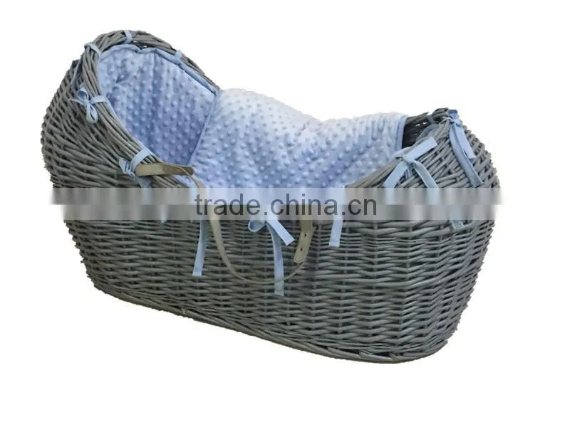 Grey Color Nursery Pod Wicker Basket/ moses basket