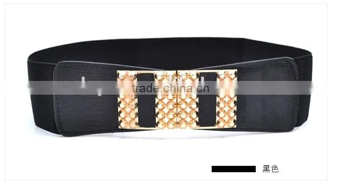 fashion metallic gold belt wide leather belt for girls and women