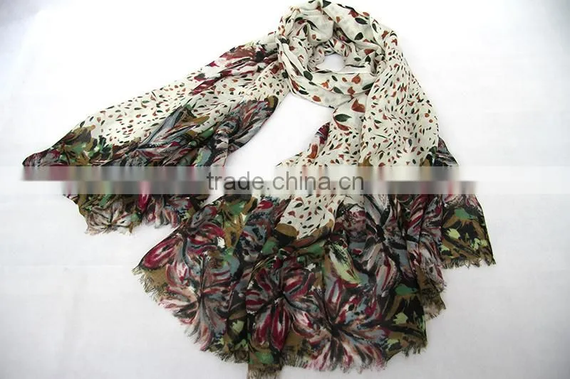 Custom Winter Pashmina Screen Printing 100% Wool Women Scarf