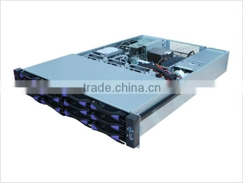2u 12 bays hot swap rack mount computer case with lock