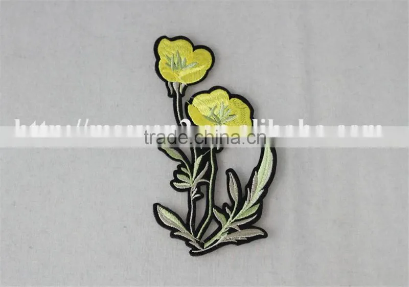 beautiful yellow flower patches customized embroidery patch products for sale