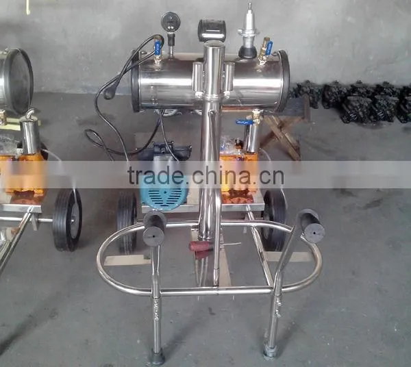 vacuum pump type milking machine with one bucket