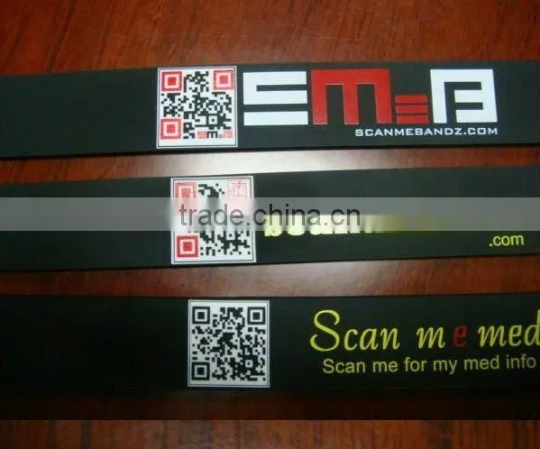 Silicone Engravable unique qr bracelet with tin box