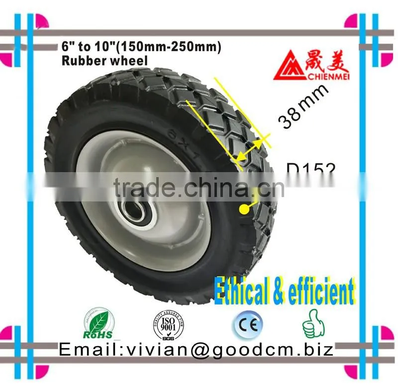 Steel wheel /Roue en metal/ Ruled Rubber Lawnmower Lawn Push Mower Wheel 6+ inch diameter