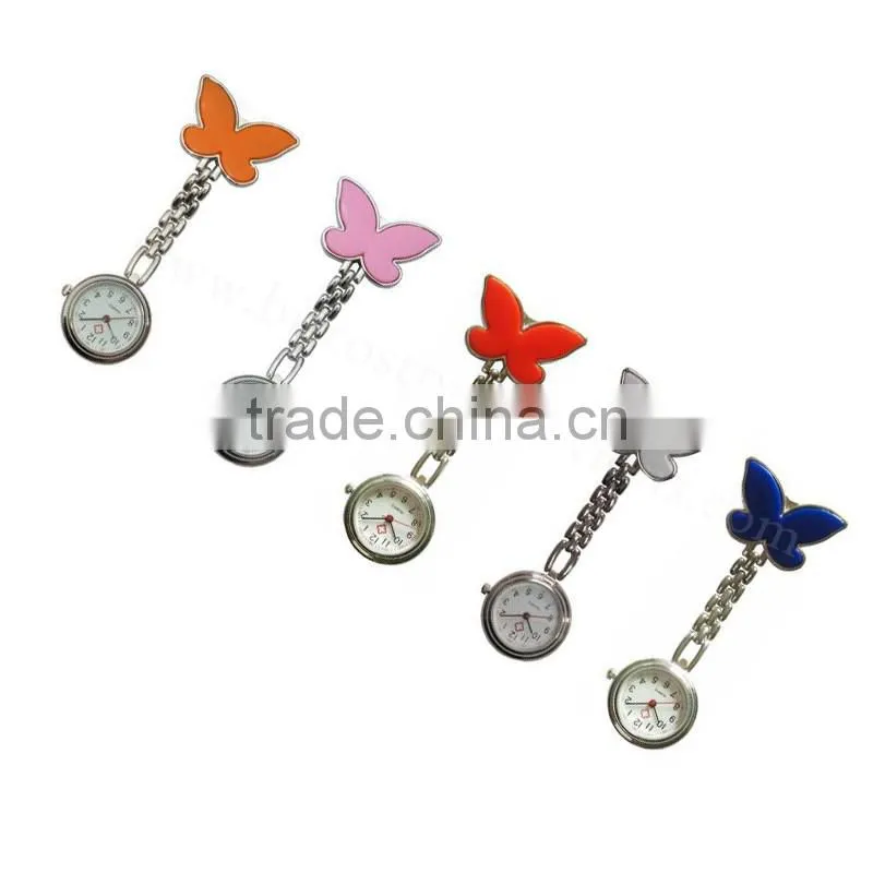 Cute Butterfly Clip Brooch Chain Brooch Digital Pocket Nurse Watch