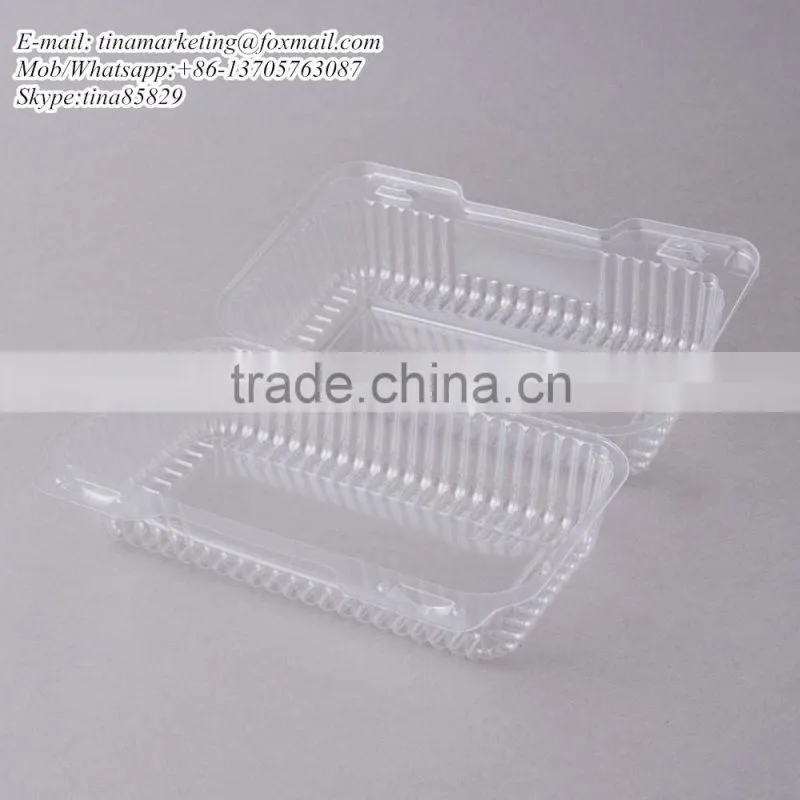 Durable Packaging Deep Clear Hinged Plastic Container, BOPS Clamshell Food Take Away Box for Cake, Hotdog