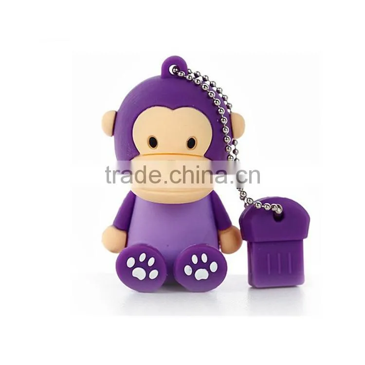 factory custom creative monkey PVC soft plastic usb stick with logo print