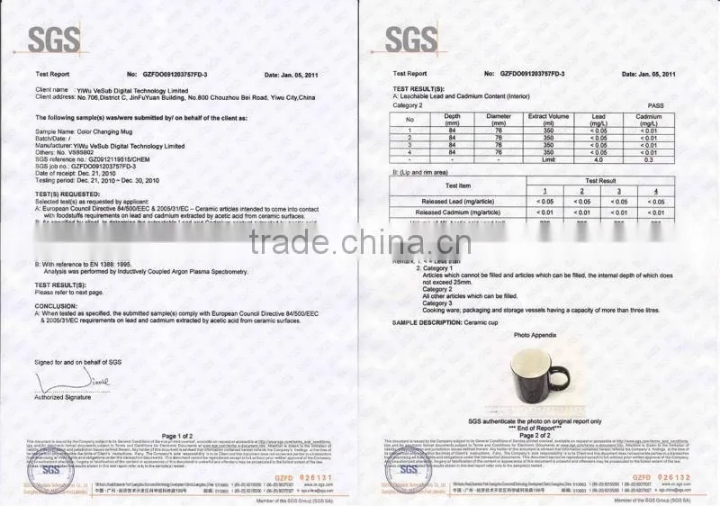 11 Oz Wholesale Ceramic Coffee Sublimation Custom Photo Thermal Color Changing Mugs