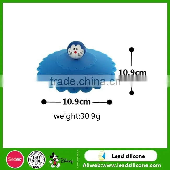 Food Grade Silicone Rubber Coffee Cup Lid, Custom Cartoon Silicone Cup Cover