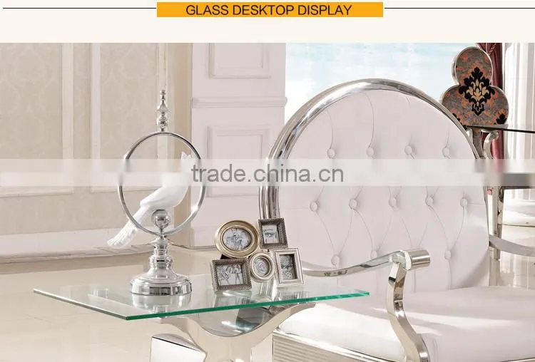 D346 Small Glass Coffee Side Table Stainless Steel End Table