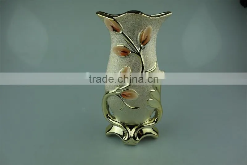 ceramic vases,decorative ceramic vases for hotels,ceramic eletro-plated golden vases