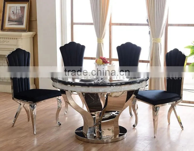 marble round rotating dining table set