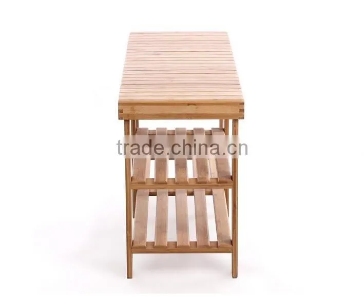 2 Tier Natural Bamboo Shoe Rack for home decoration