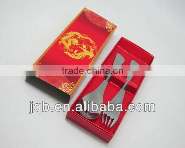 stainless steel dinnerware set spoon and chopsticks with red box