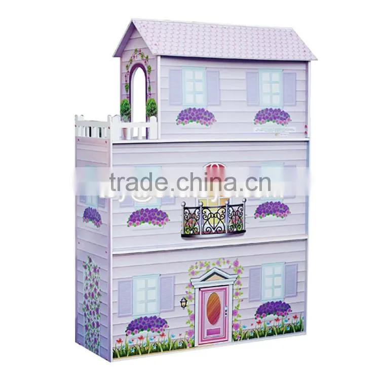 New design children luxurious and attractive toys gifts wooden modern dollhouse W06A223