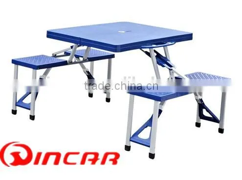 Outdoor Camping Plastic Folding Table Desk Case With 4 Seats
