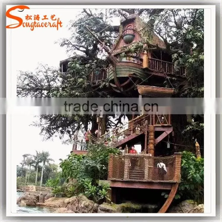 Factory price of Chinese suppliers large outdoor FRP artificial tree house prefabricated