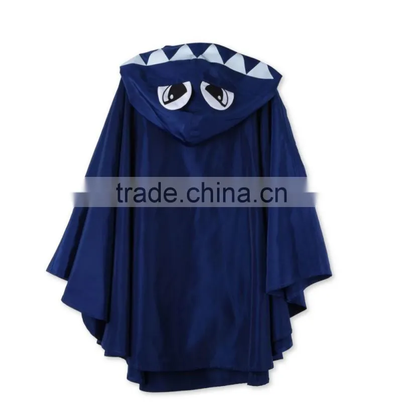 Blue Froggie Raincoat Cape With Monster Printed Hood Kid Wear Child Clothing HSC5940