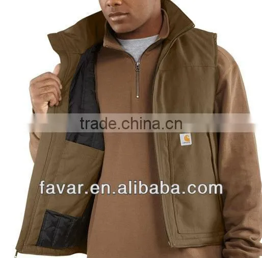 Men's sleeveless quilted canvas waistcoat work vest workwear