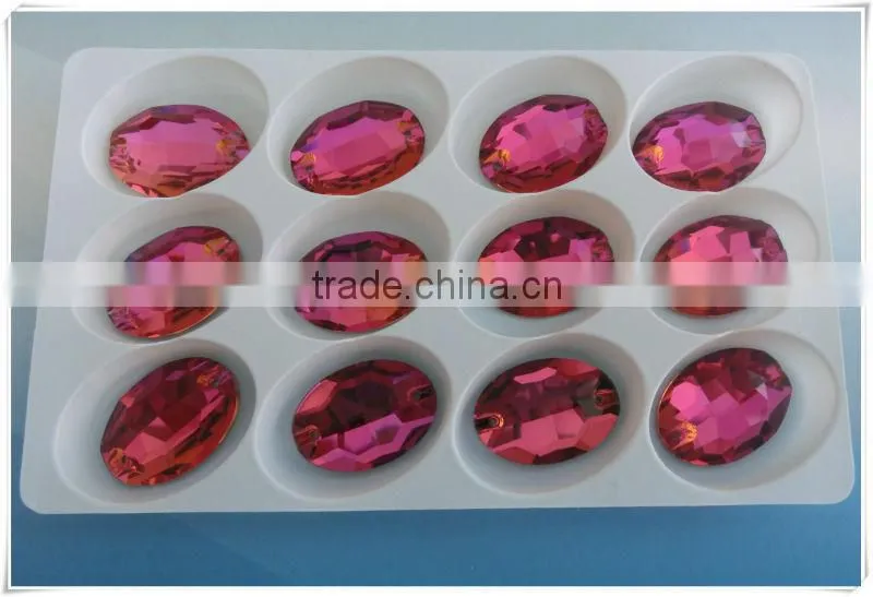 shining oval bicone crystal button beads with two holes