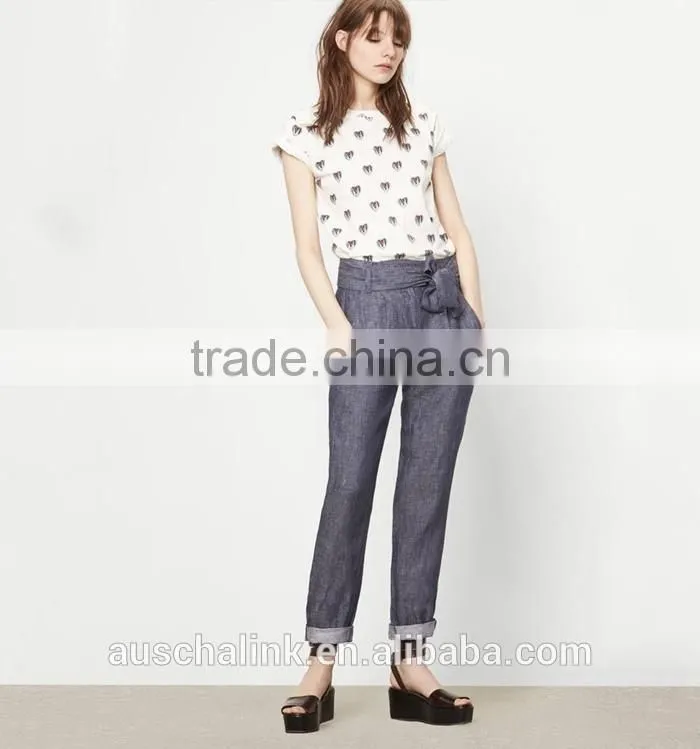 2017 new arrival women linen pants new pattern low price