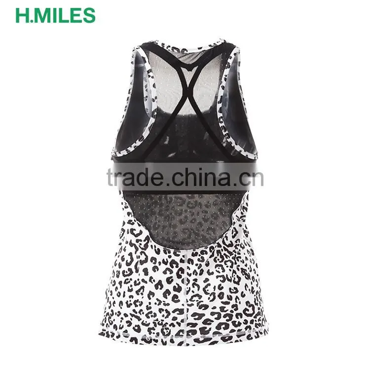 Custom stringer fitness Leopard printed workout tank top womens