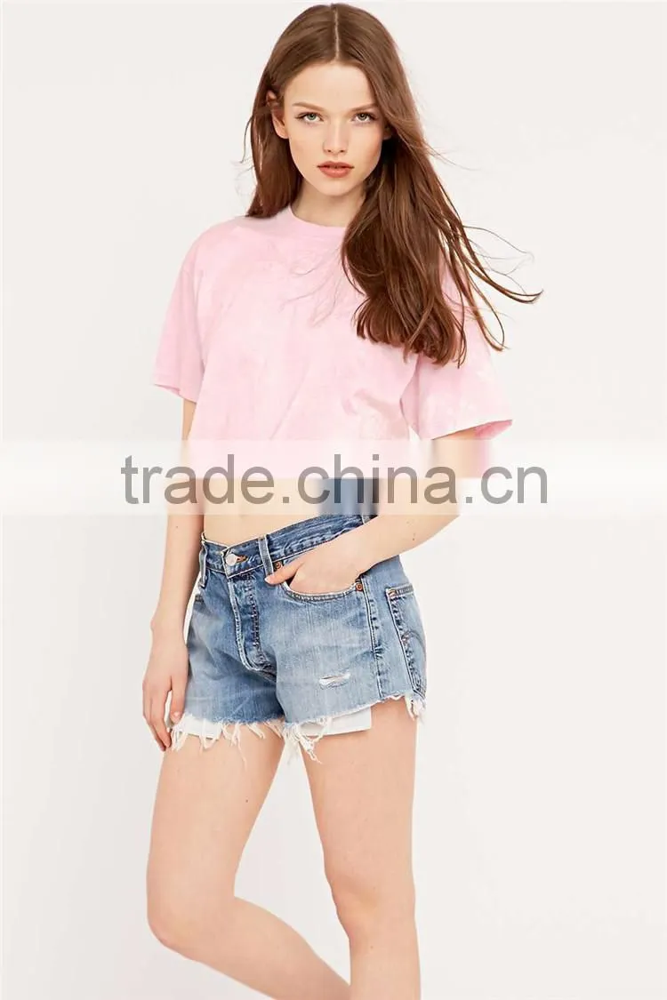 Mini t shirts in pink girls high neck new model t shirts ladies girl