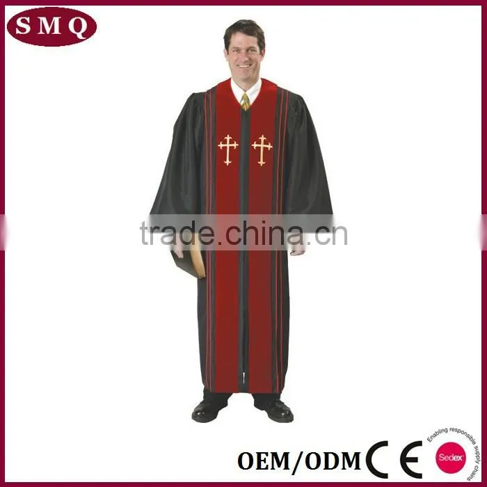Red Crosses and Red Cording Church Pulpit Robe