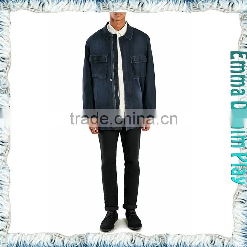 Hot Sales Water Washes Slim Denim Mens Long Jackets Coat