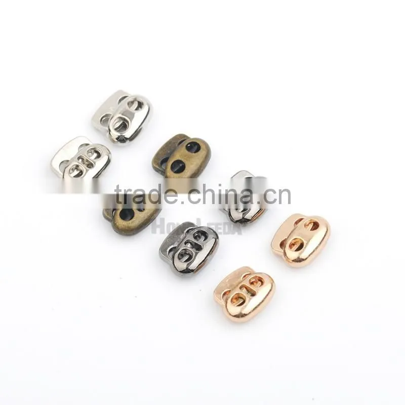 4 colors small oval metal alloy stoppers toggle cord locks Drawstring lock two holes for 3mm bungee cord STP-018