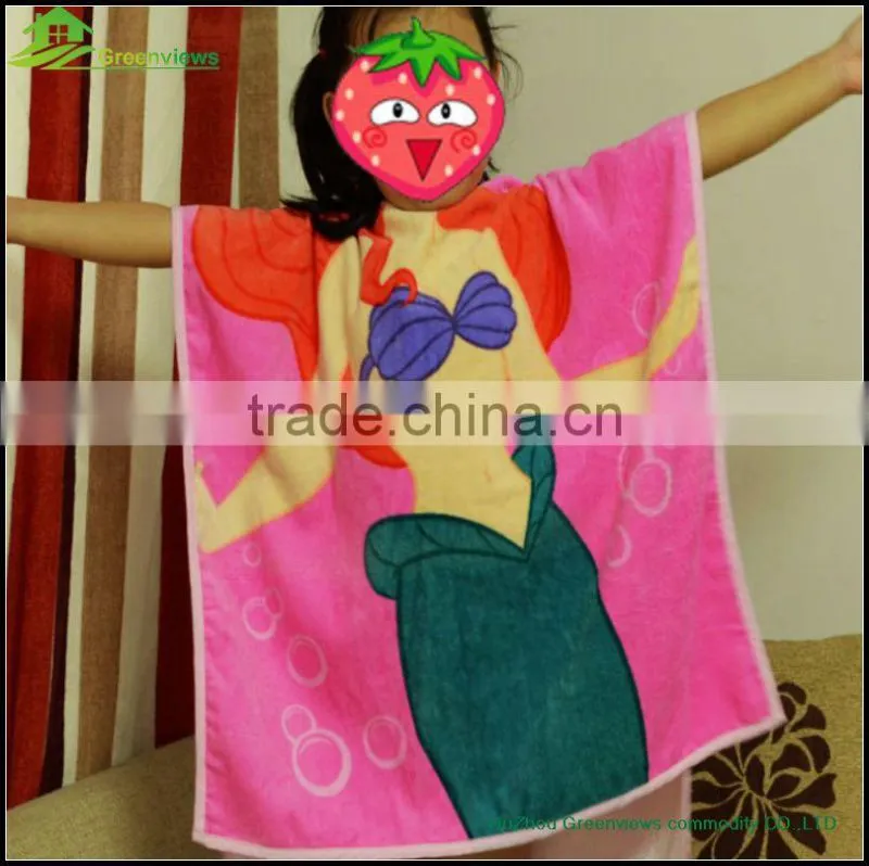 Custom cartoon design pattern printed cotton baby kids children beach bathroom hooded beach towel