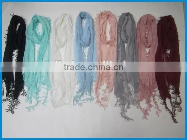 High quality women's beautiful lace fashion scarf exporter
