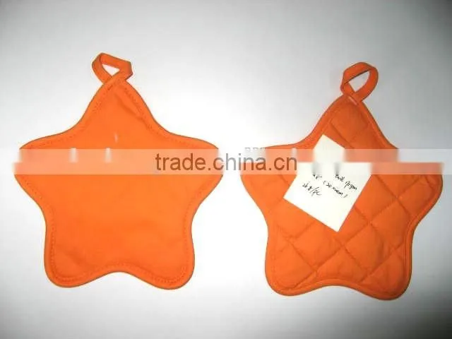 Orange Star Shape Pot Mitt Solid Color Cotton Potholder
