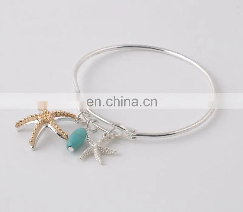 Sea Collection charms in two tones marine organism bracelet bangles