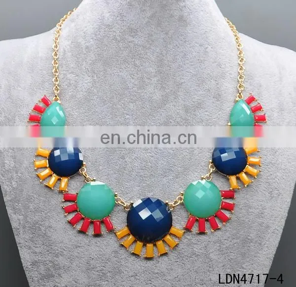 Vintage garden sunflower fan fashion germanium statement necklace jewelry