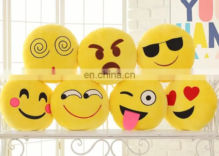 Emoji Kissing Heart Pillow Plush Round Cushion Stuffed Toy Doll for Kids Bed