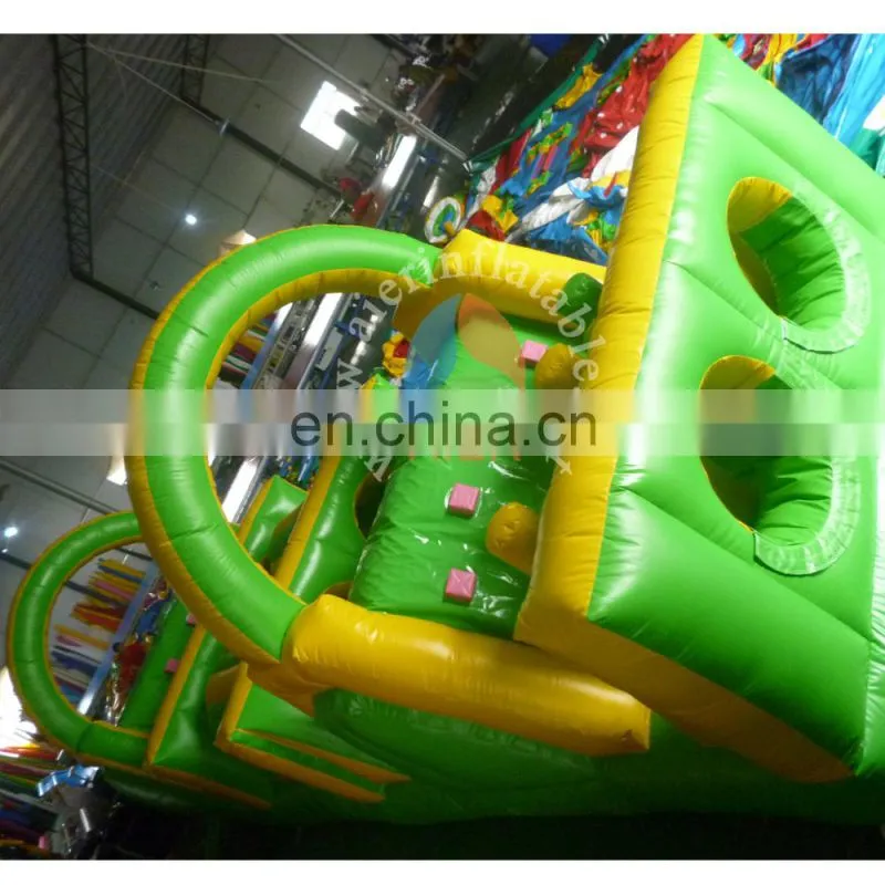 Green Inflatable Obstacle course for elder kids cheap inflatable obstacles for sale