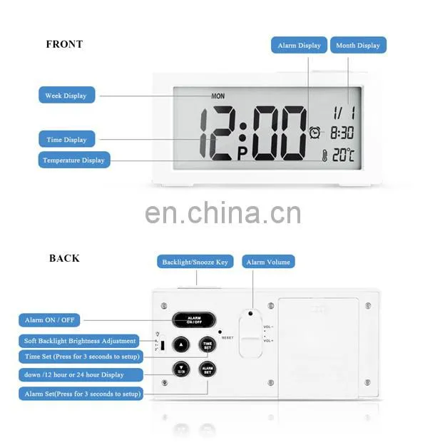 2017 new large LCD electronic digital morning clock with calendar and temperature for home