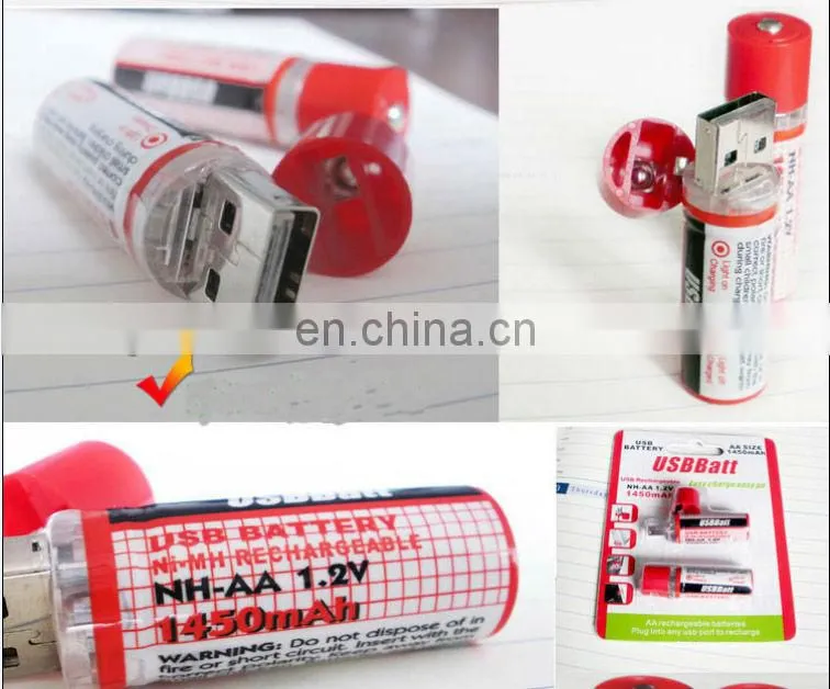 HOT rechargeable AA USB Batt Battery bettery with 1450mAh 1.2V bettery cell with storage bettery