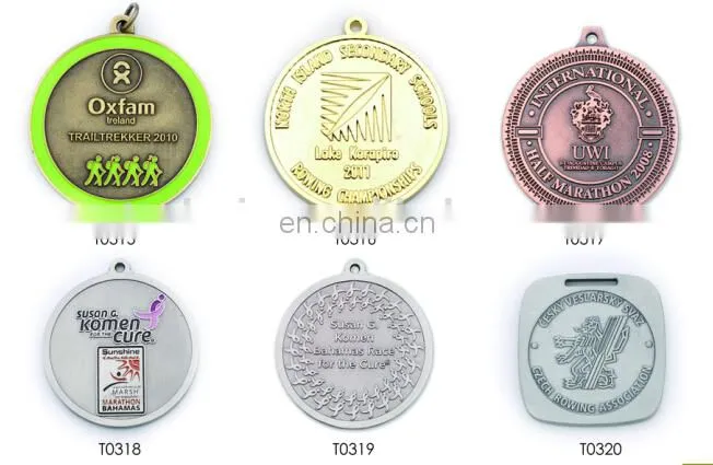 custom new design attached sublimated ribbon/lanyard metal medal for souvenir