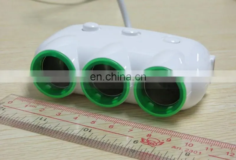 3 Way Auto Dual USB Port Car Cigarette Lighter Socket Adapter Charger for iPhone Samsung Phone