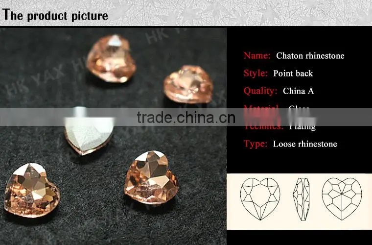 1025Y Top quality point back glass rhinestone;glass crystal rhinestone;heart shape glass rhinestone